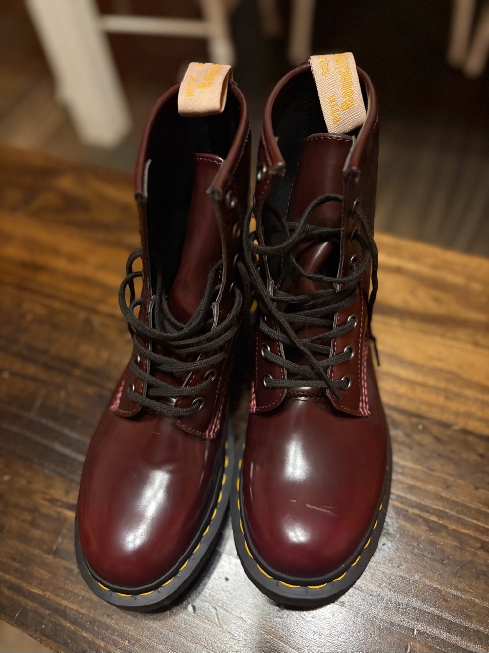 Dr. Martens Women's Cherry Red Leather Lace-Up Boots - Picture 4 of 4